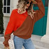 Autumn Winter Casual Pullover Women Loose Patchwork Knitted Sweaters Vintage Bat Sleeve Knitwear Female Elegant O Neck Jumpers