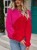 Autumn Winter Casual Pullover Women Loose Patchwork Knitted Sweaters Vintage Bat Sleeve Knitwear Female Elegant O Neck Jumpers