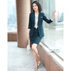 Autumn Winter Designer Office Ladies Women Long Sleeve Striped Suits Dress Blazer Skirts 2 Pieces Sets Plus Size S-4XL Clothes