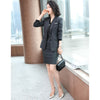 Autumn Winter Designer Office Ladies Women Long Sleeve Striped Suits Dress Blazer Skirts 2 Pieces Sets Plus Size S-4XL Clothes