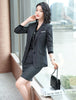 Autumn Winter Designer Office Ladies Women Long Sleeve Striped Suits Dress Blazer Skirts 2 Pieces Sets Plus Size S-4XL Clothes