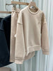 Autumn Winter Embellished O-neck  Cotton Spandex Tracksuit