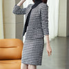 Autumn Winter Green Plaid 2 Two Piece Set Women Business Casual Skirt and Jacket Office Ladies Formal Tweed Skirt Suits