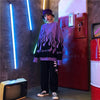Autumn Winter Harajuku Flame Knitting Batwing Sleeve Sweater Casual Long Women Tide Printed Sweater Loose Boyfriend Pullovers