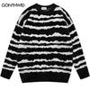 Autumn Winter Knitted Mohair Striped Sweater Men Women Casual Loose Jumpers Sweaters 2023 Harajuku Pullover Korean Teens