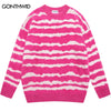 Autumn Winter Knitted Mohair Striped Sweater Men Women Casual Loose Jumpers Sweaters 2023 Harajuku Pullover Korean Teens