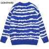 Autumn Winter Knitted Mohair Striped Sweater Men Women Casual Loose Jumpers Sweaters 2023 Harajuku Pullover Korean Teens