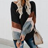 Autumn Winter Knitted Sweater Women V-neck Striped Pullover Casual Loose Lantern Sleeve Knitwear Elegant Vintage Jumpers