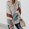 Autumn Winter Knitted Sweater Women V-neck Striped Pullover Casual Loose Lantern Sleeve Knitwear Elegant Vintage Jumpers