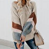 Autumn Winter Knitted Sweater Women V-neck Striped Pullover Casual Loose Lantern Sleeve Knitwear Elegant Vintage Jumpers
