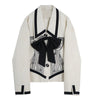 Autumn Winter Korea Patchwork Bow Vintage Stylish Women Elegant Blazer Long Sleeve Jacket Female Outerwear Chic Tops Ladies Coat