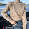 Autumn Winter Long Sleeve Casual Korea Japan Preppy Style Single-Breasted Button White Black Knit Sweater Cardigans Short Coat