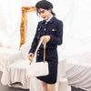 Autumn Winter Long Sleeve Jacket Coat Blazer Plaid Tweed Mini Skirt Suits Women 2 Pieces Sets Elegant Office Ladies Outerwear