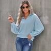 Autumn Winter Loose Sweatshirts Casual Women Pullovers  Vintage Long Sleeve Lapel Tops Female Elegant Solid Sweatshirts