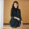 Autumn Winter Blazer Set Women's Korean Elegant Long Sleeve Plaid Suit Coat+Short Skirt Two Piece Female Clothing
