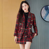 Autumn Winter Blazer Set Women's Korean Elegant Long Sleeve Plaid Suit Coat+Short Skirt Two Piece Female Clothing