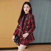 Autumn Winter Blazer Set Women's Korean Elegant Long Sleeve Plaid Suit Coat+Short Skirt Two Piece Female Clothing