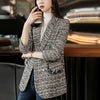 Autumn Winter Plaid Woolen Coat Retro Double-Breasted Pure Color Tweed Jacket Elegant Women's Blazers Jacket s1267
