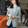 Autumn Winter Plaid Woolen Coat Retro Double-Breasted Pure Color Tweed Jacket Elegant Women's Blazers Jacket s1267