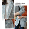 Autumn Winter Plaid Woolen Coat Retro Double-Breasted Pure Color Tweed Jacket Elegant Women's Blazers Jacket s1267