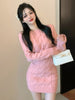 Autumn Winter Skirt Suit Two Piece Set Temperament French Vintage Knitted Sweater Bottoming Two Piece Sets Womens Outifits