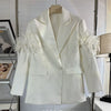 Autumn Winter Style Ostrich Feather Decoration Suit White Jacket Tassel Fur Suit Niche Profile Long Sleeve Blazer S3461
