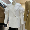 Autumn Winter Style Ostrich Feather Decoration Suit White Jacket Tassel Fur Suit Niche Profile Long Sleeve Blazer S3461