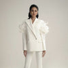 Autumn Winter Style Ostrich Feather Decoration Suit White Jacket Tassel Fur Suit Niche Profile Long Sleeve Blazer S3461