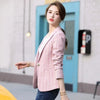 Autumn Winter Outwear Casual Jackets Female Slim Single Button Coat For Office Lady S-5XL Woman Pink Apricot Plaid Blazer