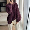 Autumn Winter Oversized Knitted Sweater Casual Twisted Women Pullover Vintage Loose Long Sleeve Knitwear Female O Neck Jumpers