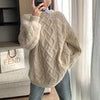 Autumn Winter Oversized Knitted Sweater Casual Twisted Women Pullover Vintage Loose Long Sleeve Knitwear Female O Neck Jumpers