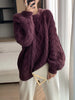 Autumn Winter Oversized Knitted Sweater Casual Twisted Women Pullover Vintage Loose Long Sleeve Knitwear Female O Neck Jumpers