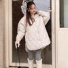 Autumn Winter Parka Coat Women Plaid Hooded Jackets Coat Casual Solid Long Sleeved Long Jacket Loose Cotton Warm Outerwear