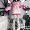 Autumn Winter Patchwork Striped Print Kawaii Sweaters Korean Style Loose Jumpers Thick Knitted Sailor Neck Y2K 90S Pullovers