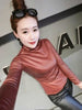 Autumn Winter Plus Size Pu Velvet Shirt Women Blouse Slim Sexy Turtleneck Long Sleeve Leather Tops Blouses Tee Blusas Femininas