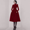 Autumn Winter Runway Black Velvet Dress Women Long Sleeve Turtleneck Party Dinner Slim High Waist Casual Midi Vestidos Elbise