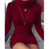 Autumn Winter Sexy Turtleneck Cashmere Soft Warm Dress Women 2022 Long Sleeve Solid Sweater Fleece Bodycon Short Mini Dress