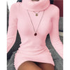 Autumn Winter Sexy Turtleneck Cashmere Soft Warm Dress Women 2022 Long Sleeve Solid Sweater Fleece Bodycon Short Mini Dress