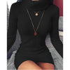 Autumn Winter Sexy Turtleneck Cashmere Soft Warm Dress Women 2022 Long Sleeve Solid Sweater Fleece Bodycon Short Mini Dress