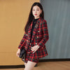 Autumn Winter Small Fragrance Plaid Ladies Two-piece Sets Tweed Double Breasted Blazer And Ladies High Waist Shorts Skirts Suits