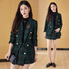 Autumn Winter Small Fragrance Plaid Ladies Two-piece Sets Tweed Double Breasted Blazer And Ladies High Waist Shorts Skirts Suits