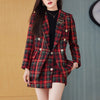 Autumn Winter Small Fragrance Plaid Ladies Two-piece Sets Tweed Double Breasted Blazer And Ladies High Waist Shorts Skirts Suits