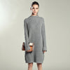 Autumn Winter Solid Knitted Cotton Sweater Dresses Women Loose O-neck Pullover Female Knitted Dress Vestidos Feminino
