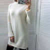 Autumn Winter Solid Knitted Cotton Sweater Dresses Women Loose O-neck Pullover Female Knitted Dress Vestidos Feminino