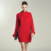 Autumn Winter Solid Knitted Cotton Sweater Dresses Women Loose O-neck Pullover Female Knitted Dress Vestidos Feminino