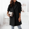 Autumn Winter Solid Loose Blazer Overcoat Elegant Casual Office Woolen Cardigan Lapel Double Breasted Jacket Outwear