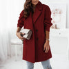 Autumn Winter Solid Loose Blazer Overcoat Elegant Casual Office Woolen Cardigan Lapel Double Breasted Jacket Outwear
