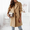 Autumn Winter Solid Loose Blazer Overcoat Elegant Casual Office Woolen Cardigan Lapel Double Breasted Jacket Outwear