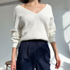 Autumn Winter Sweater Women V Neck Knitted Sweater Casual Solid Oversized Pullover Long Sleeved Warm Jumper Thicken Pull Femme