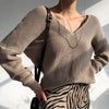 Autumn Winter Sweater Women V Neck Knitted Sweater Casual Solid Oversized Pullover Long Sleeved Warm Jumper Thicken Pull Femme